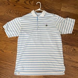 Peter Millar Blue and White Stripe Polo